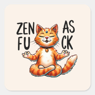 Cat Yoga Pose - Zen Quadratischer Aufkleber
