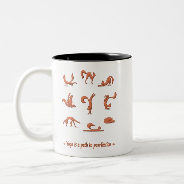 Cat Yoga Zweifarbige Tasse (Links)