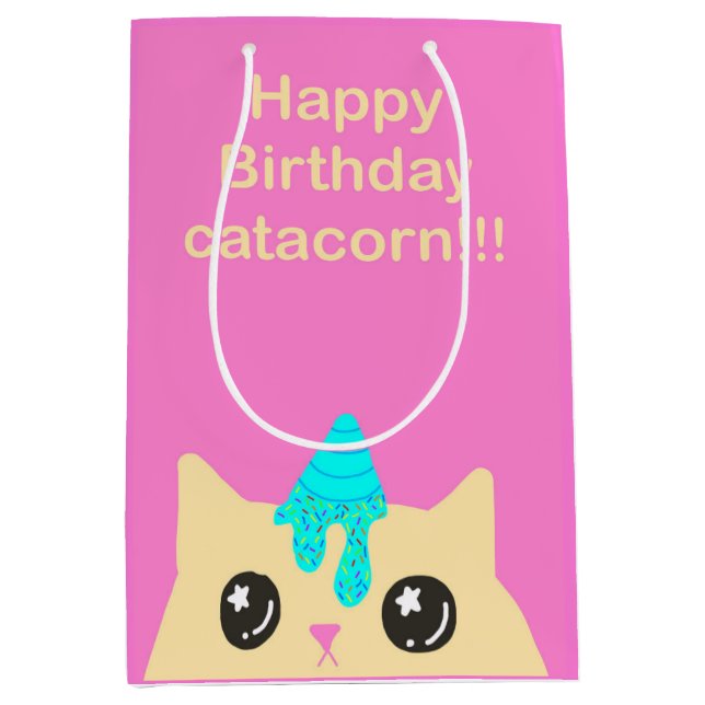 Catacorn Gift bag (birthday) Mittlere Geschenktüte (Vorderseite)