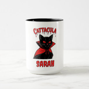 Catacula Black Vampire Cat Halloween Tri-Blend Shi Tasse