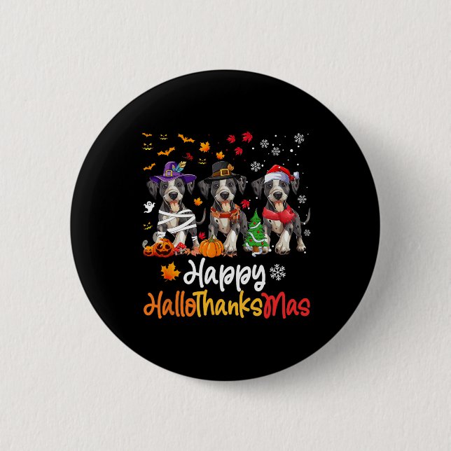 Catahoula Leopard Dog Halloween WeihnachtsHallotha Button (Vorderseite)