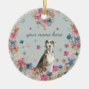 Catahoula Leopard Dog Puppy flower print Keramik Ornament
