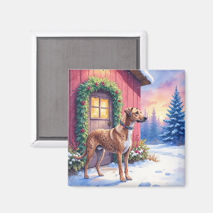 Catahoula Leopard Dog Rustikale Scheunen-Weihnacht Magnet