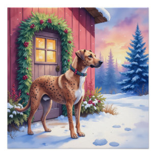 Catahoula Leopard Dog Rustikale Scheunen-Weihnacht Poster