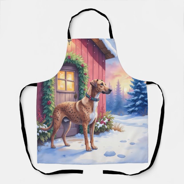 Catahoula Leopard Dog Rustikale Scheunen-Weihnacht Schürze (Vorderseite)