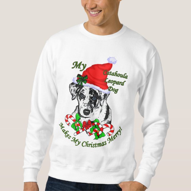 Catahoula Leopard Dog Weihnachtsgeschenke Sweatshirt (Vorderseite)
