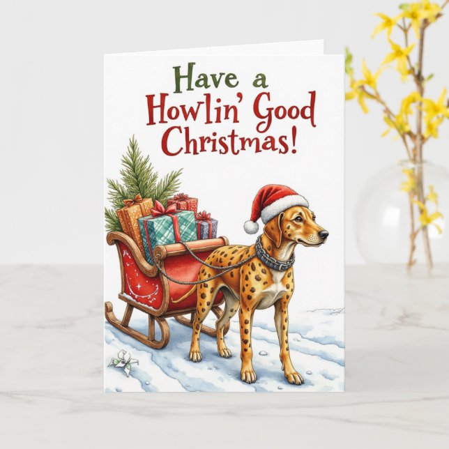 Catahoula Leopard Hund Weihnachten Feiertag Karte (Gelbe Blume)