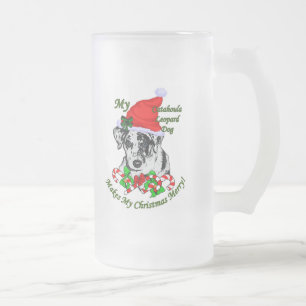 Catahoula Leopard-Hundeweihnachtsgeschenke Mattglas Bierglas