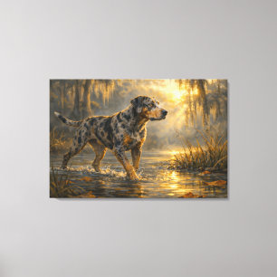 Catahoula Sunrise Jagdhund Kunst Gespannt Leinwanddruck