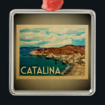 Catalina California Ornament Aus Metall<br><div class="desc">Ein cooles Vintages Dekor im Catalina-Stil mit herrlichem Blick auf die Insel und die Pazifikküste.</div>