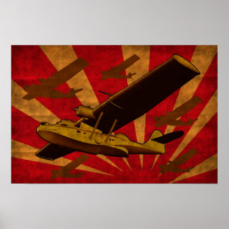 Catalina Flying Sea Flugzeug Retro Poster