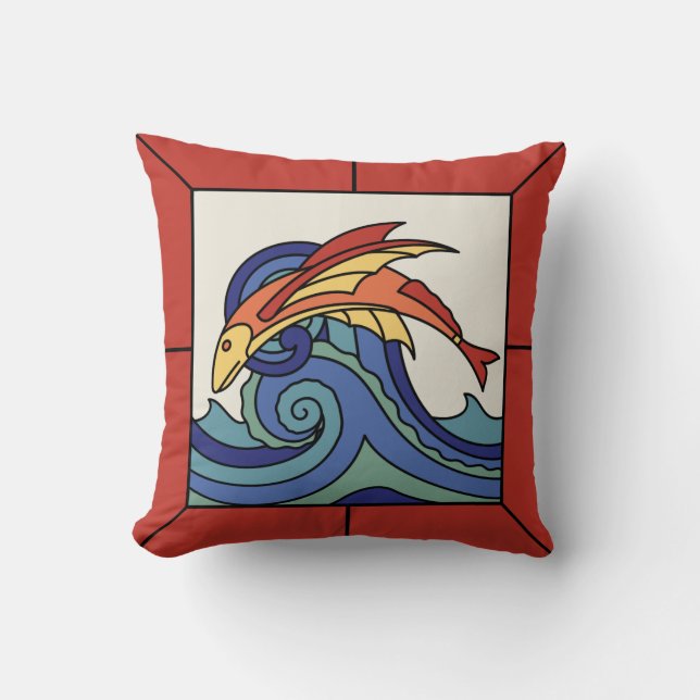 Catalina-Insel-Fisch-Fliesen-Entwurfs-Kissen Kissen (Vorderseite)