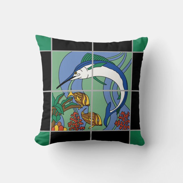 Catalina-Insel-Speerfisch-Entwurfs-Kissen Kissen (Vorderseite)
