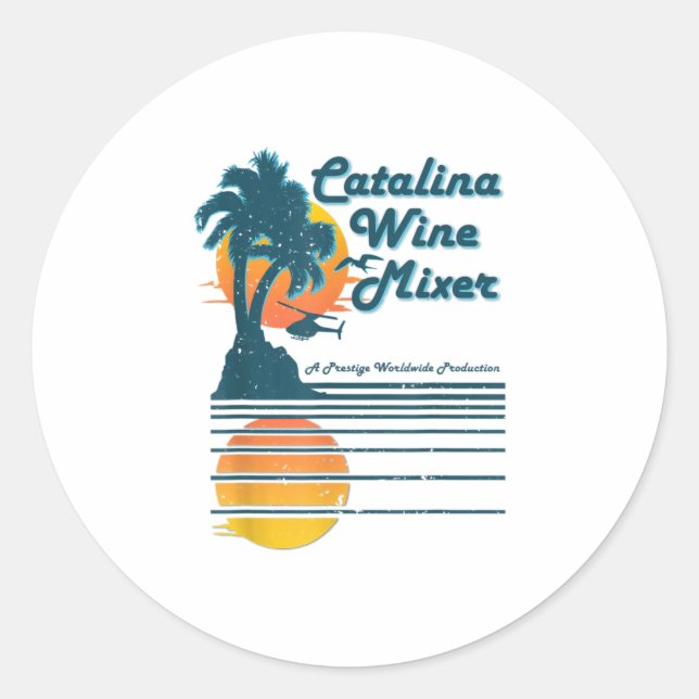 Catalina Inselwein und Palmmmischer TShirt Runder Aufkleber (Vorderseite)