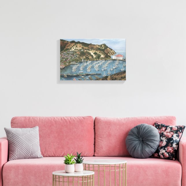 Catalina Island, CA Aquarellmalerei auf Leinwand (Insitu (Wohnzimmer))