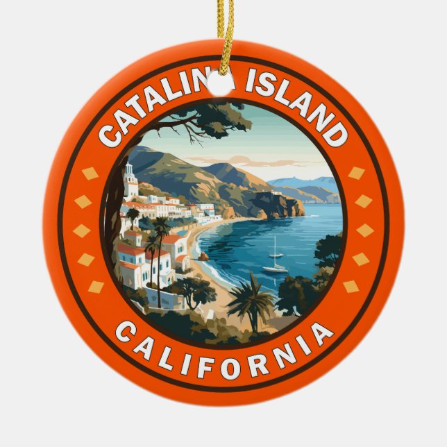 Catalina Island Kalifornien Reisen Kunst, Dichtung Keramik Ornament (Vorne)