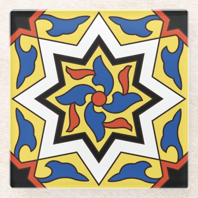 Catalina Island Tile Design Glasuntersetzer (Vorderseite)