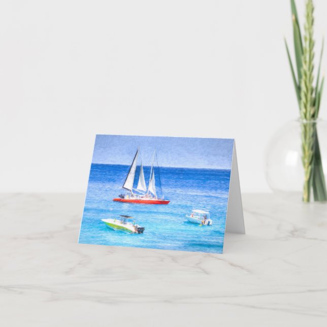 Catamaran Caribbean Art Cezane Style Karte (Vorderseite)