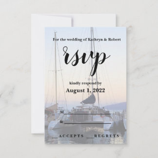 Catamaran in Lahaina Harbour Wedding RSVP Karte