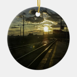 Catania-Eisenbahnen am Sonnenuntergang Keramik Ornament