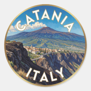 Catania Italien Vulkanische Landschaftsszene ⛰️ Runder Aufkleber