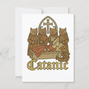 Catanic - Mittelalterliches Cat Cultura Meme Postkarte