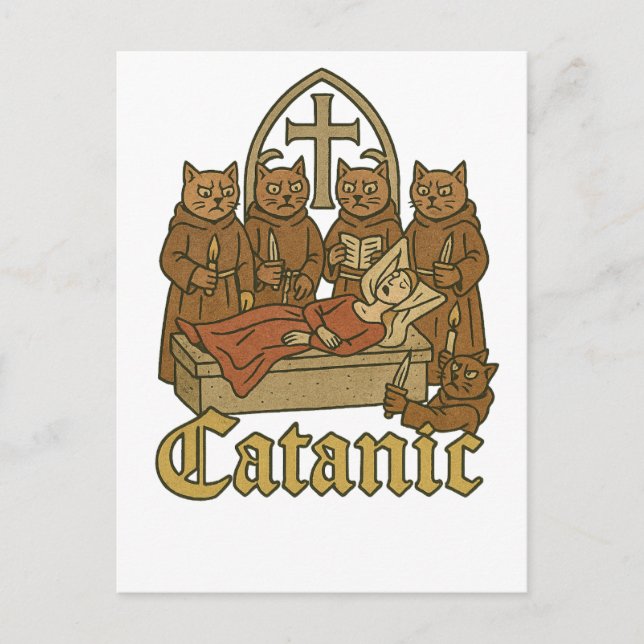 Catanic - Mittelalterliches Cat Cultura Meme Postkarte (Vorderseite)
