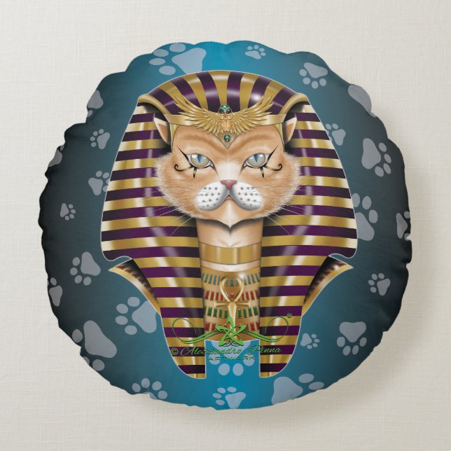 CATankhaMEOW Rundes Kissen (Vorderseite)