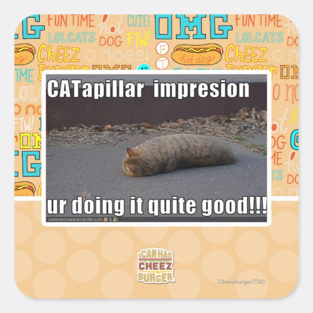 CATapillar Quadratischer Aufkleber (Vorderseite)