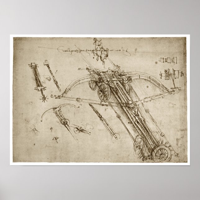 Catapult, Leonardo da Vinci, 1490 Poster (Vorne)