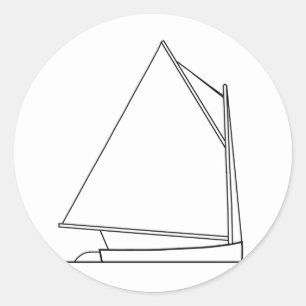 Catboat Segeln-Logo (Segelplan) Runder Aufkleber
