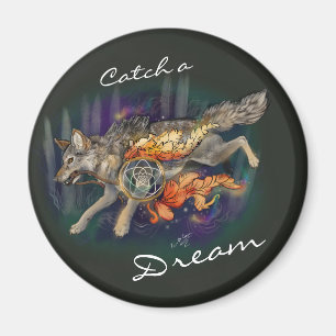 Catch a Dream, Dreamcatcher Wolf - Magnets Magnet