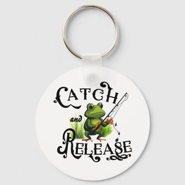 Catch And Release Fishing Frosch Patch Schlüsselanhänger (Vorderseite)