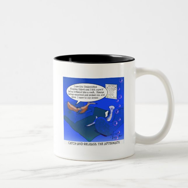 Catch-Release-Cartoon Zweifarbige Tasse (Rechts)