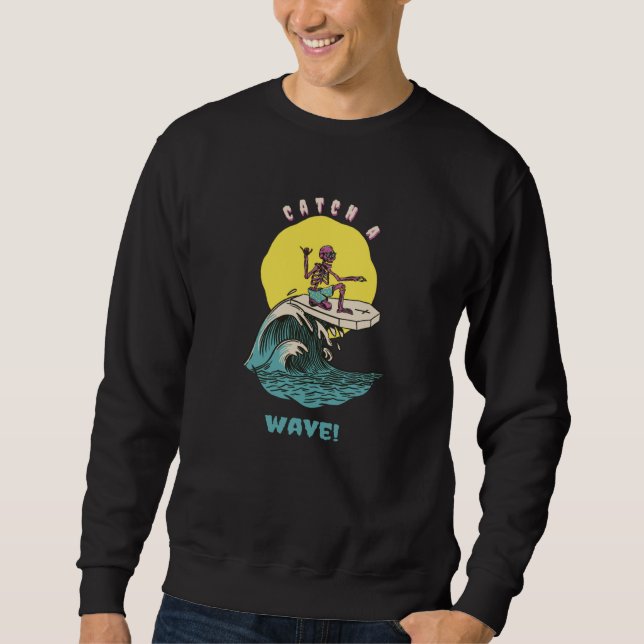 Catcha A Wave Retro Surfer Present Sweatshirt (Vorderseite)