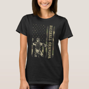 Catcher Baseball Herren Baseball Opa Camo USA Fl T-Shirt
