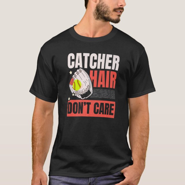 Catcher Hair Passen Sie dem Softball-Spielersport  T-Shirt (Vorderseite)