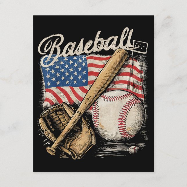 Catcher-Pitch der American Flag Baseball Player Ba Begleitkarte (Vorderseite)