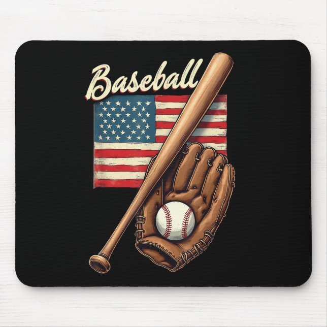 Catcher-Pitch der American Flag Baseball Player Ba Mousepad (Vorne)