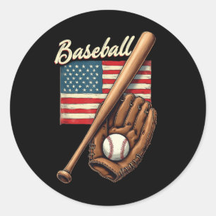 Catcher-Pitch der American Flag Baseball Player Ba Runder Aufkleber