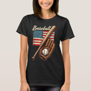 Catcher-Pitch der American Flag Baseball Player Ba T-Shirt