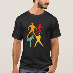 Catcher Pitcher Batter Boys Männer Retro Baseball  T-Shirt