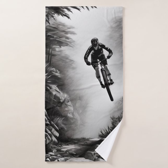 Catching Air - Mountain Bike Digitale Bleistiftski Badehandtuch (Badehandtuch)