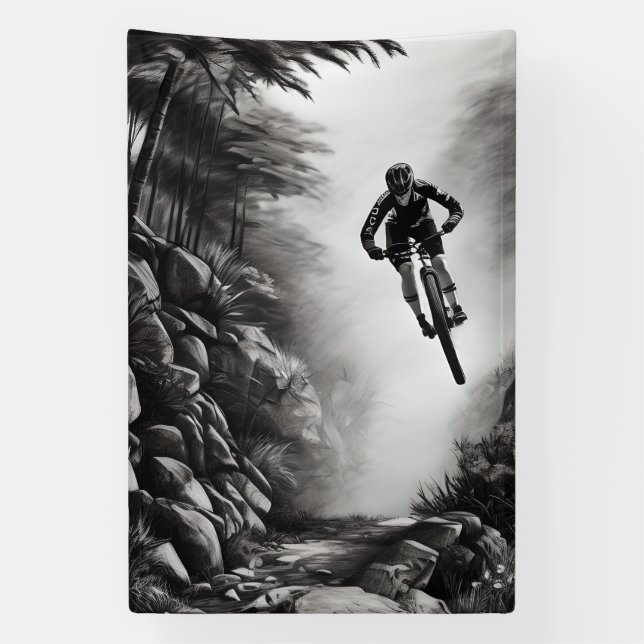 Catching Air - Mountain Bike Digitale Bleistiftski Banner (Vertikal)