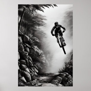 Catching Air - Mountain Bike Digitale Bleistiftski Poster