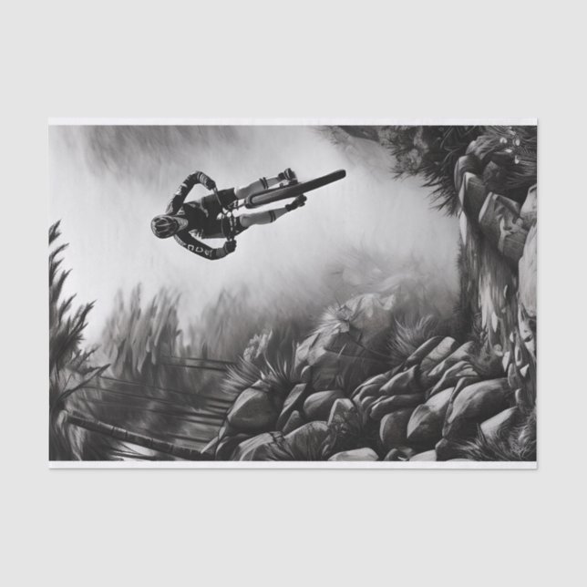 Catching Air - Mountain Bike Digitale Bleistiftski Seidenpapier (Vorderseite)