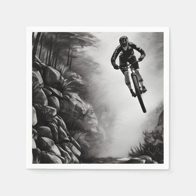 Catching Air - Mountain Bike Digitale Bleistiftski Serviette (Vorderseite)
