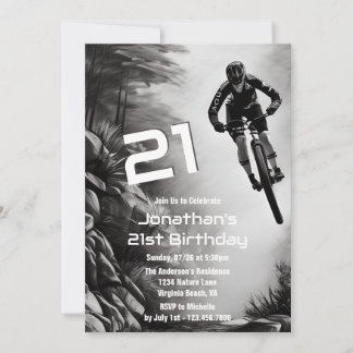 Catching Air - Mountain Bike Sketch 21. Geburtstag Einladung