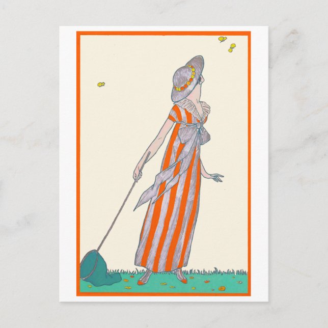 Catching Butterflies George Barbier Französisch Mo Postkarte (Vorderseite)