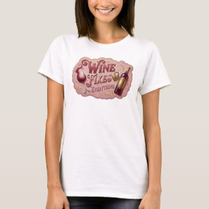 Catchy Gold WINE FIXES ALLES Slogan Tee